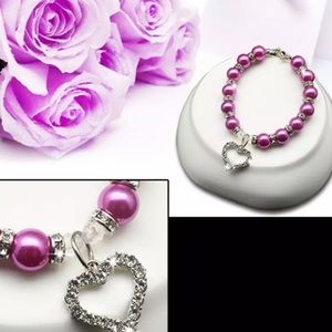 Hot Pink Pearl heart  dog and cat necklace collar